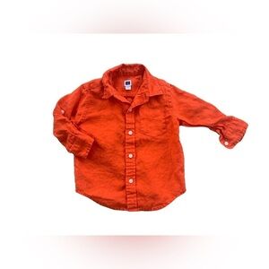 Janie and Jack 12-18 Months Orange Linen Button Down Shirt